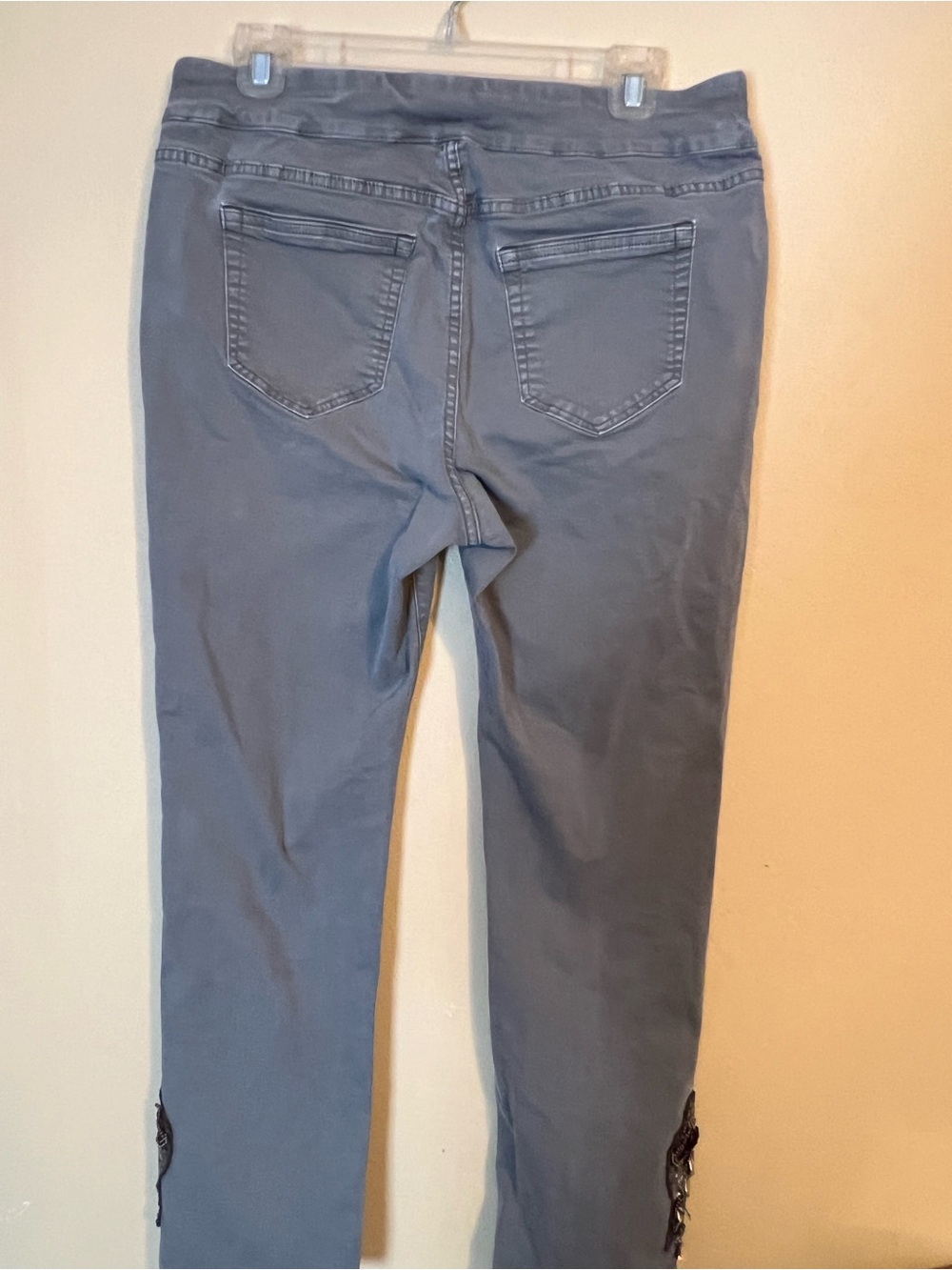 Soft Surroundings Slate Green Cropped Jeans with Embellished Ankles - Picture 6 of 10